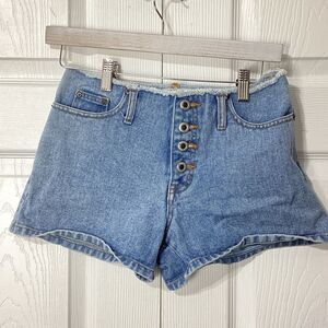 Carolina Blues Jean Shorts Button Fly Raw Hem Waist Short Shorts Size 4